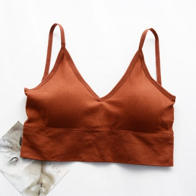 Women Tank Top Bralette Cotton Underwear Seamless Tube Crop Top Female Backless Lingerie Solid Color Camisole Removable Padded